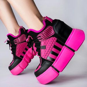 Anthony Wang - CRANBERRY 08 Pink Circuit Pink Platform Sneakers